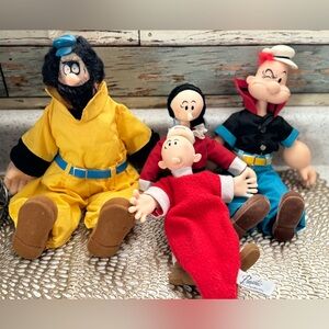 1985 Popeye Dolls by Presents Div Of Hamilton Gifts Lot Of 4